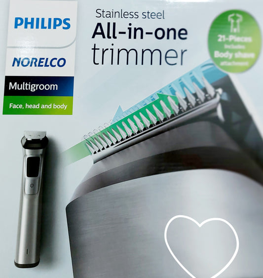 Philips Norelco Multigroom Men's Beard Grooming Kit with Trimmer for Head Body, Face -Stainless Steel