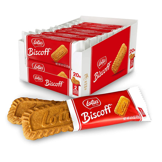 Lotus Biscoff Cookies  Caramelized Biscuit Cookies 40 Cookies (20 Large Two-Packs)  Vegan, 0.9 Ounce (Pack of 20)