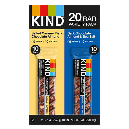 KIND Nuts and Spices 20 Bar Variety Pack, Salted Caramel/Dark Chocolate & Sea Salt/Dark Chocolate (10 Each)